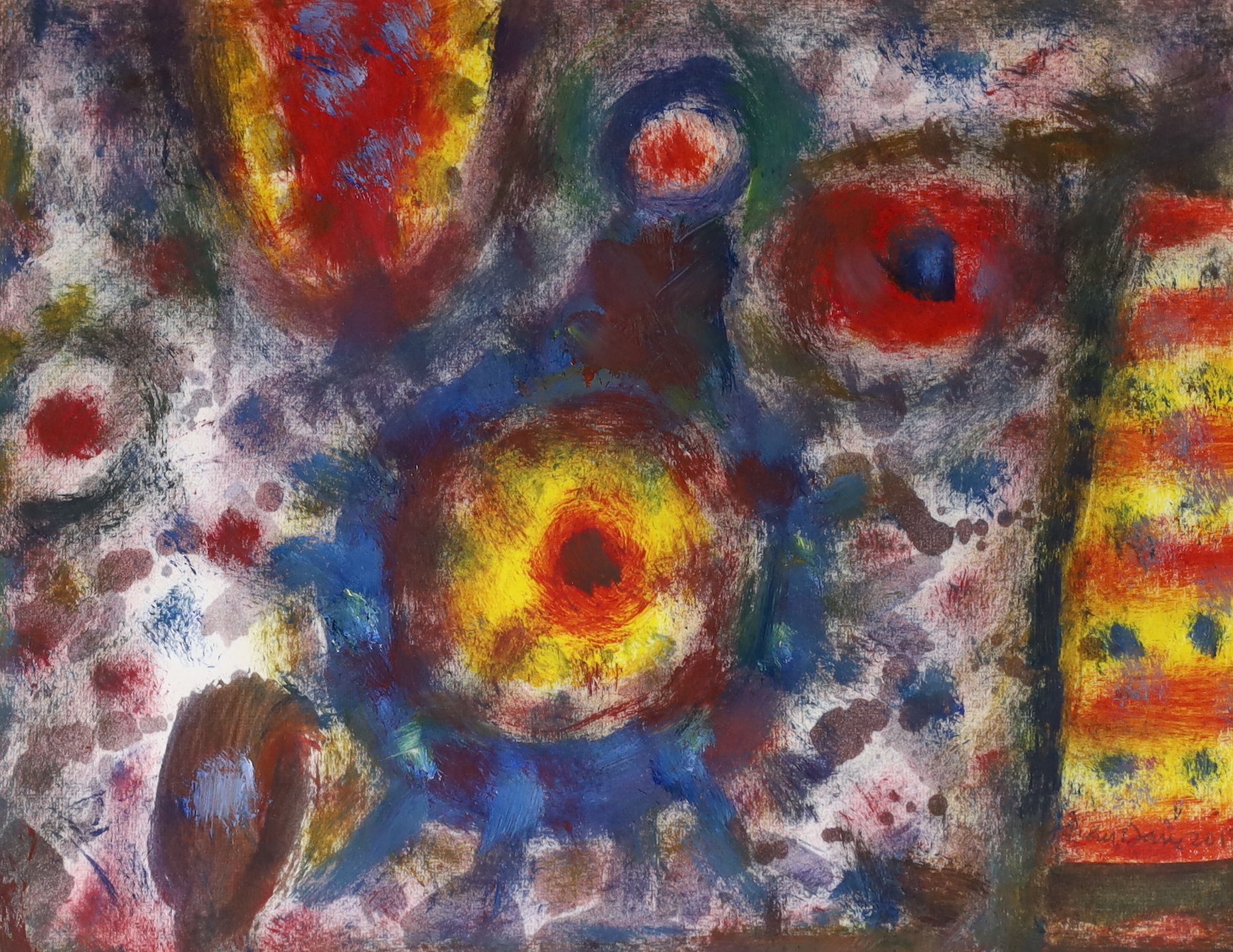 Alan Davie (Scottish,1920-2014), abstract mixed media, 'Night Blossoming', signed and dated 2013, 23 x 18cm